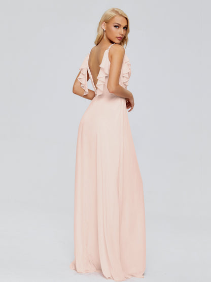 Brianna Straps V-back Chiffon Bridesmaid Dresses