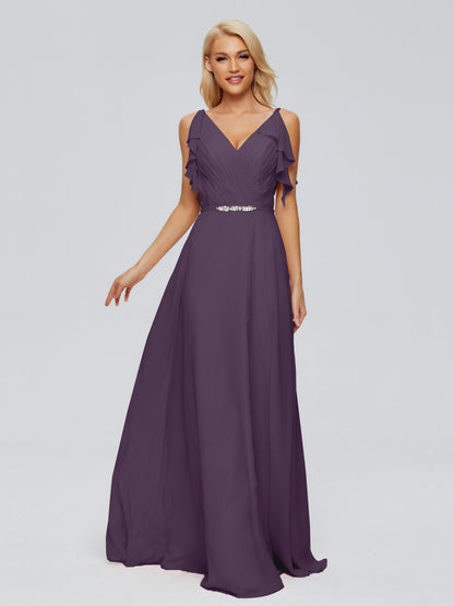 Brianna Straps V-back Chiffon Bridesmaid Dresses
