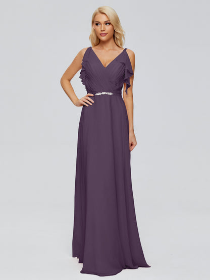Brianna Straps V-back Chiffon Bridesmaid Dresses