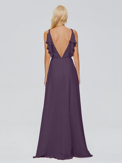 Brianna Straps V-back Chiffon Bridesmaid Dresses