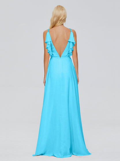 Brianna Straps V-back Chiffon Bridesmaid Dresses
