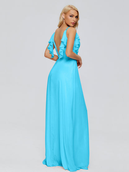 Brianna Straps V-back Chiffon Bridesmaid Dresses