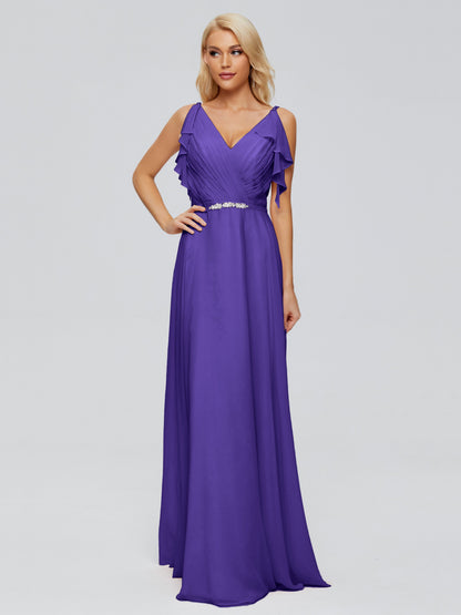 Brianna Straps V-back Chiffon Bridesmaid Dresses