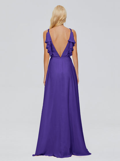 Brianna Straps V-back Chiffon Bridesmaid Dresses