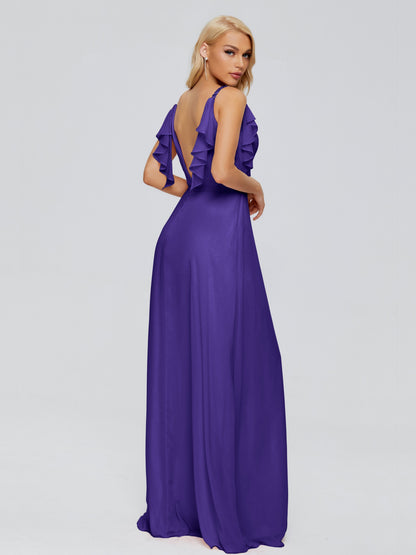 Brianna Straps V-back Chiffon Bridesmaid Dresses