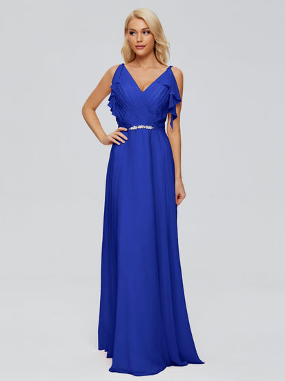 Brianna Straps V-back Chiffon Bridesmaid Dresses