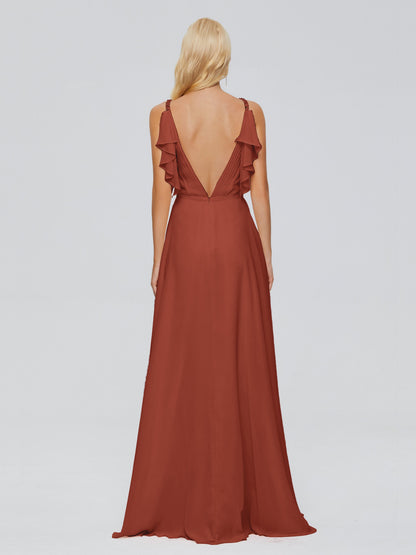 Brianna Straps V-back Chiffon Bridesmaid Dresses