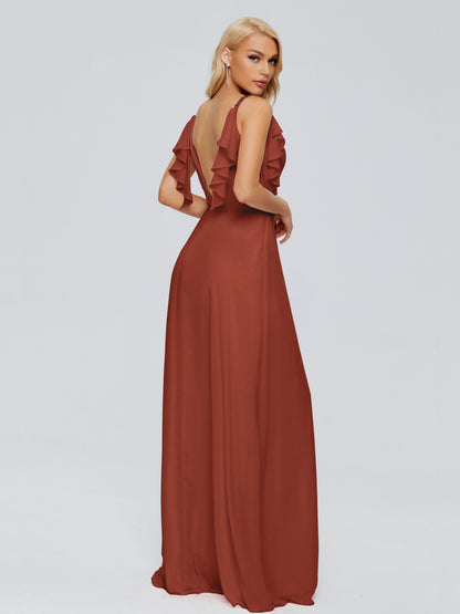 Brianna Straps V-back Chiffon Bridesmaid Dresses