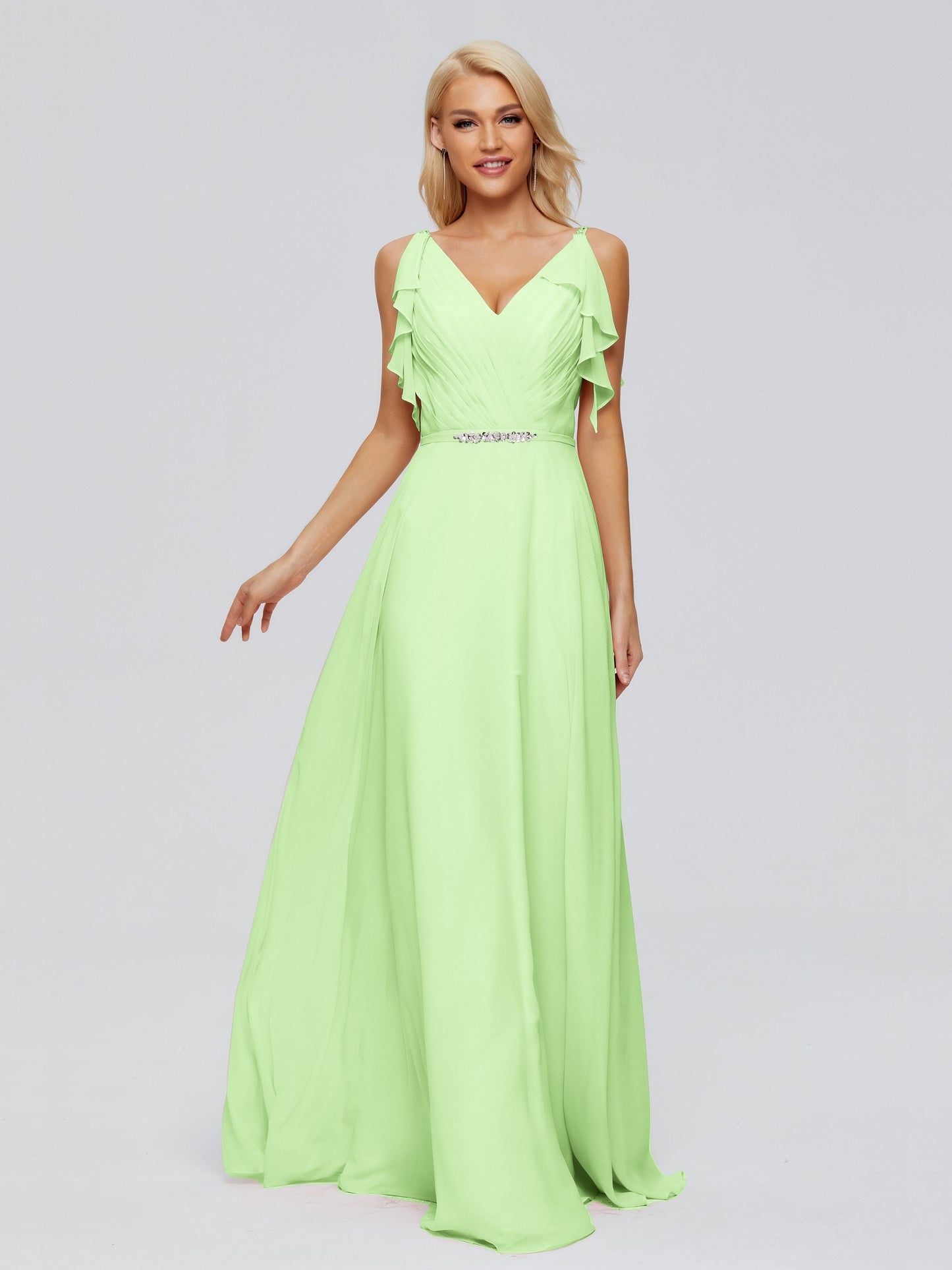 Brianna Straps V-back Chiffon Bridesmaid Dresses