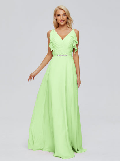 Brianna Straps V-back Chiffon Bridesmaid Dresses