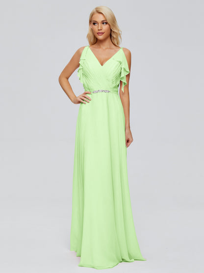 Brianna Straps V-back Chiffon Bridesmaid Dresses