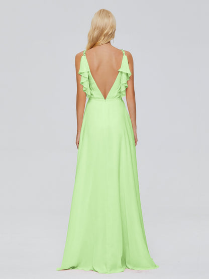 Brianna Straps V-back Chiffon Bridesmaid Dresses
