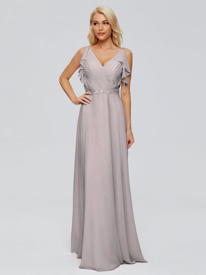 Brianna Straps V-back Chiffon Bridesmaid Dresses