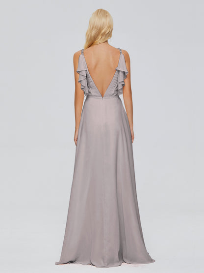 Brianna Straps V-back Chiffon Bridesmaid Dresses