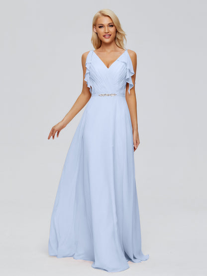 Brianna Straps V-back Chiffon Bridesmaid Dresses