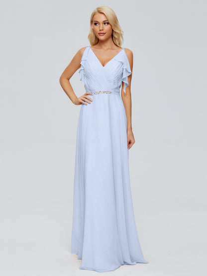 Brianna Straps V-back Chiffon Bridesmaid Dresses