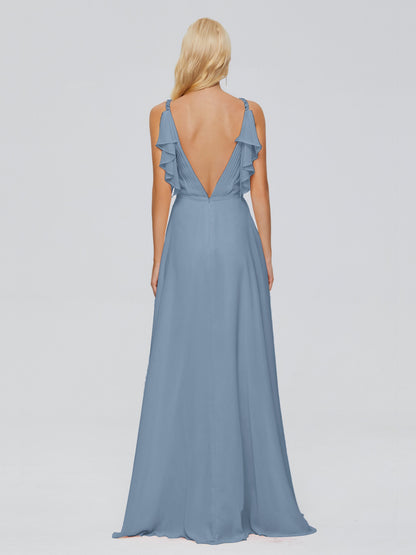 Brianna Straps V-back Chiffon Bridesmaid Dresses