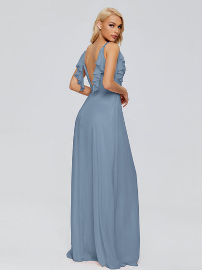 Brianna Straps V-back Chiffon Bridesmaid Dresses