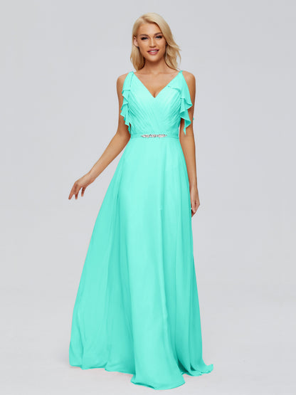Brianna Straps V-back Chiffon Bridesmaid Dresses
