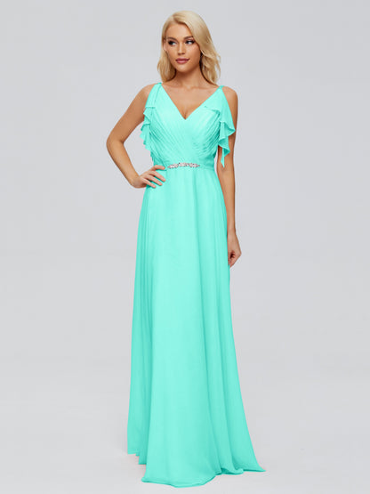 Brianna Straps V-back Chiffon Bridesmaid Dresses