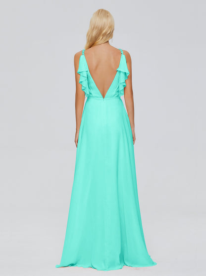 Brianna Straps V-back Chiffon Bridesmaid Dresses