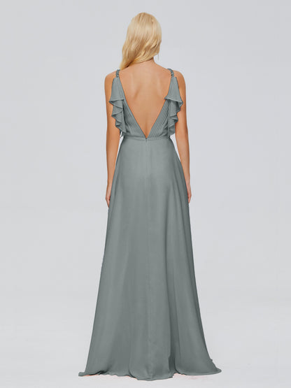 Brianna Straps V-back Chiffon Bridesmaid Dresses