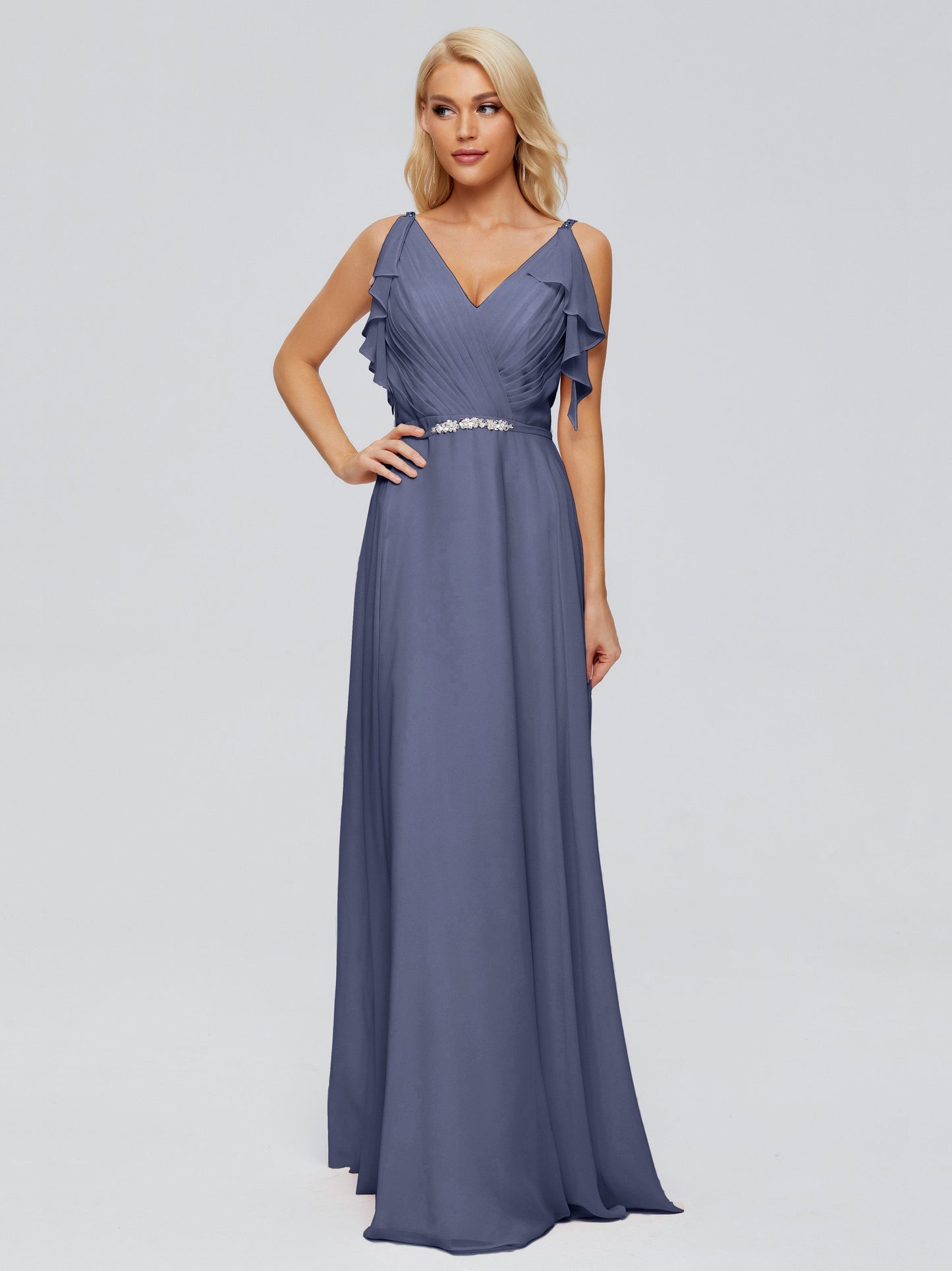 Brianna Straps V-back Chiffon Bridesmaid Dresses