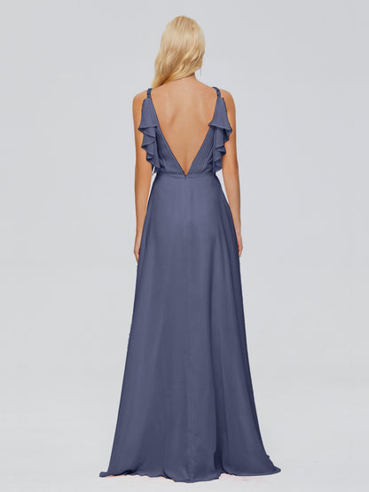 Brianna Straps V-back Chiffon Bridesmaid Dresses