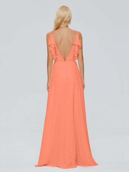 Brianna Straps V-back Chiffon Bridesmaid Dresses