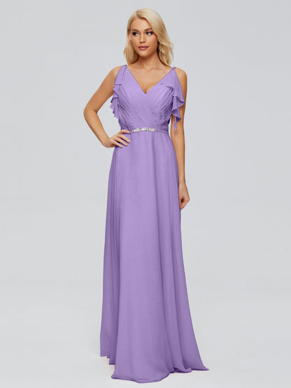 Brianna Straps V-back Chiffon Bridesmaid Dresses