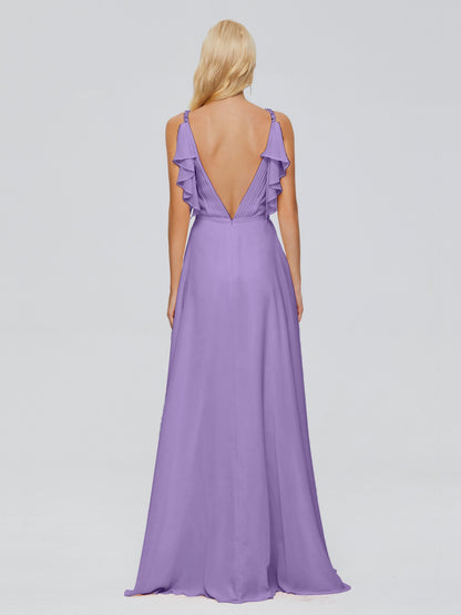 Brianna Straps V-back Chiffon Bridesmaid Dresses