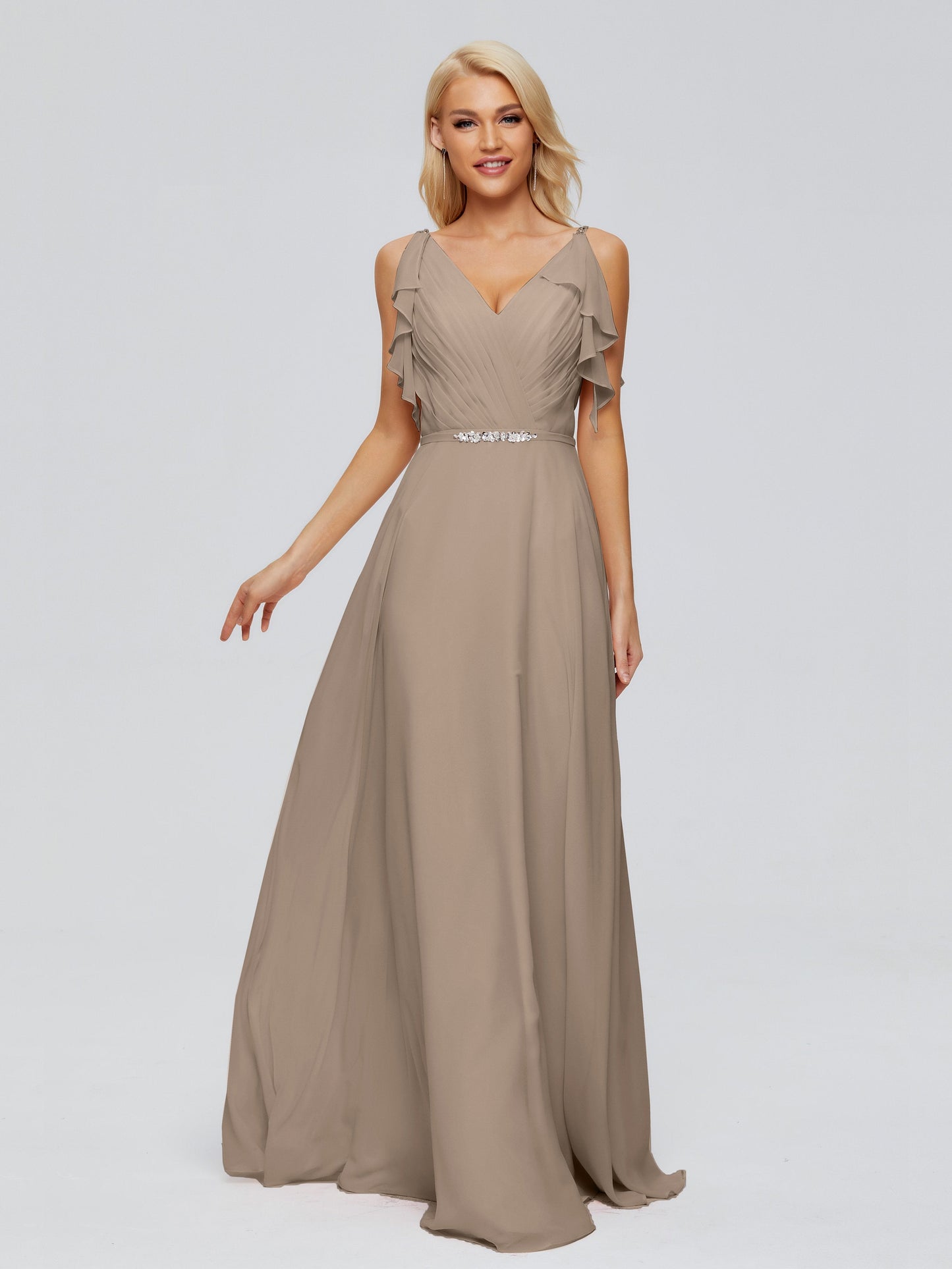 Brianna Straps V-back Chiffon Bridesmaid Dresses