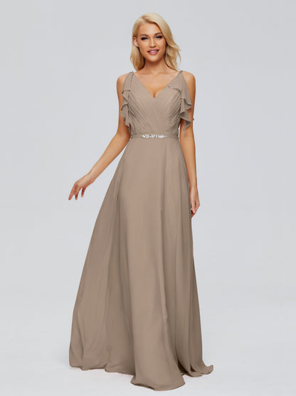 Brianna Straps V-back Chiffon Bridesmaid Dresses