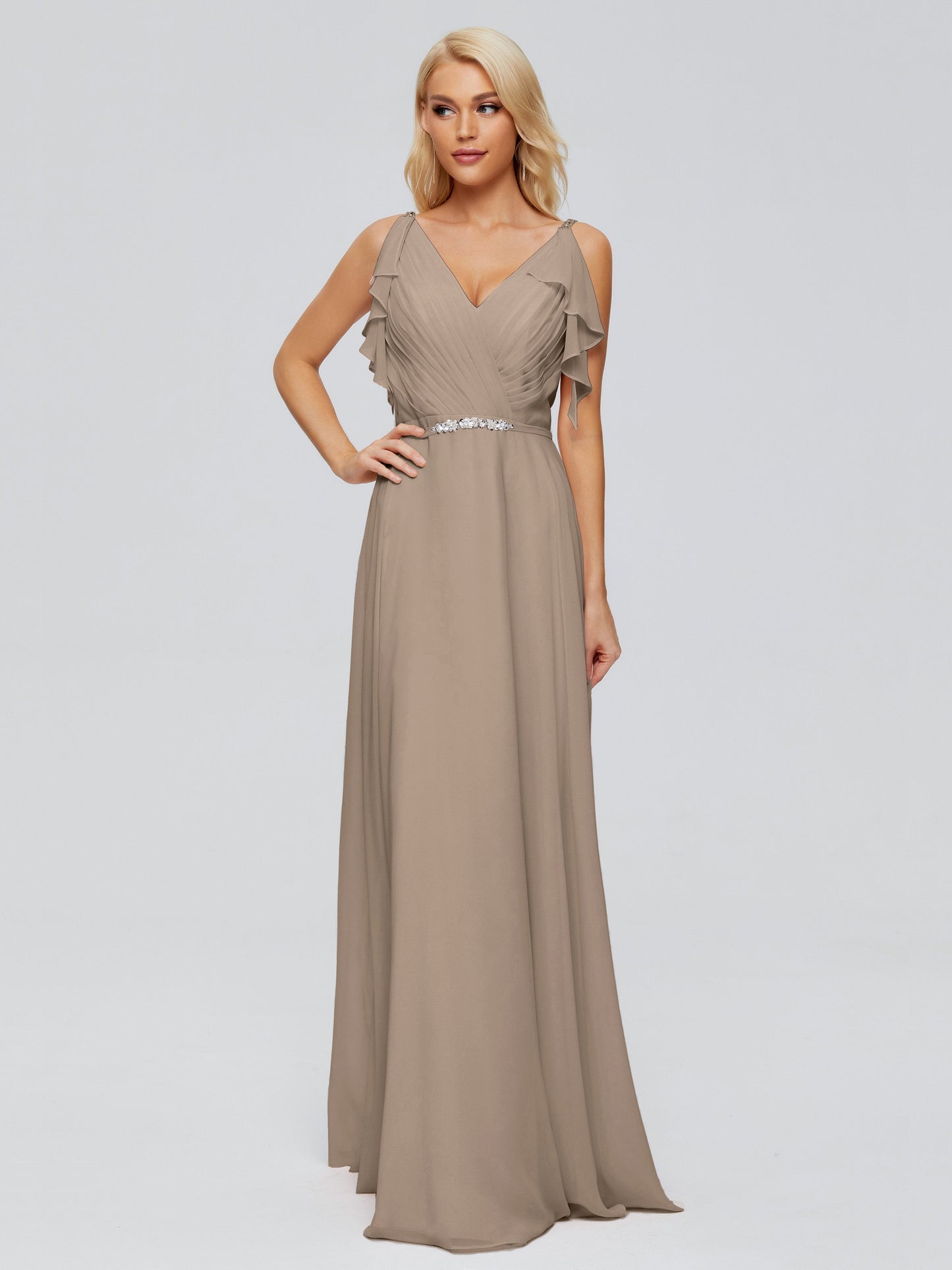 Brianna Straps V-back Chiffon Bridesmaid Dresses
