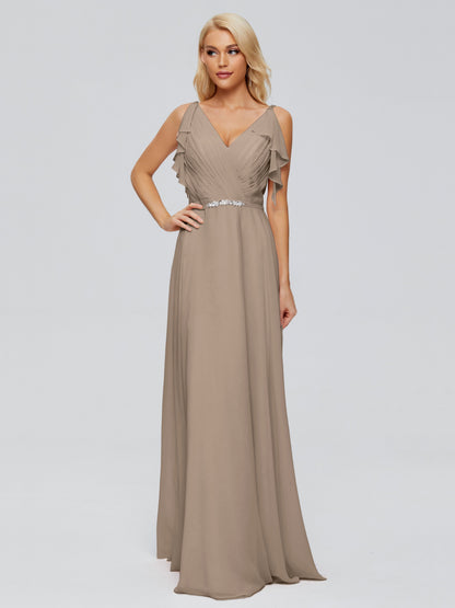 Brianna Straps V-back Chiffon Bridesmaid Dresses
