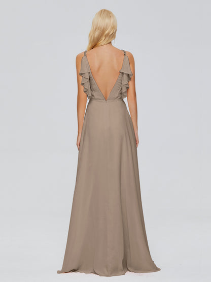 Brianna Straps V-back Chiffon Bridesmaid Dresses
