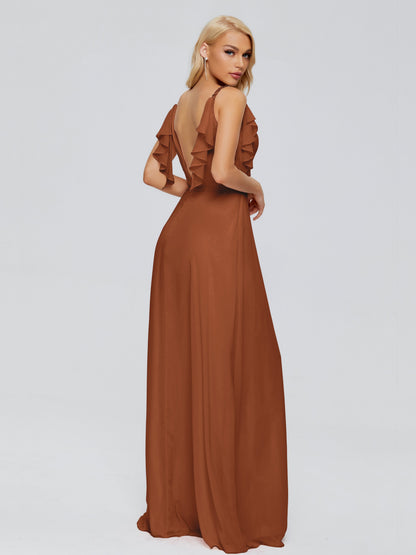 Brianna Straps V-back Chiffon Bridesmaid Dresses