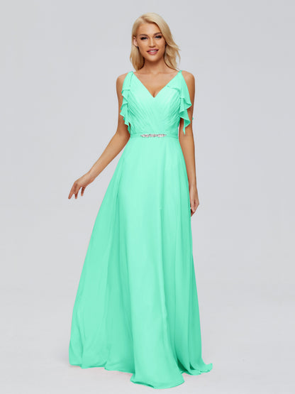 Brianna Straps V-back Chiffon Bridesmaid Dresses
