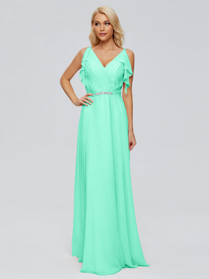 Brianna Straps V-back Chiffon Bridesmaid Dresses