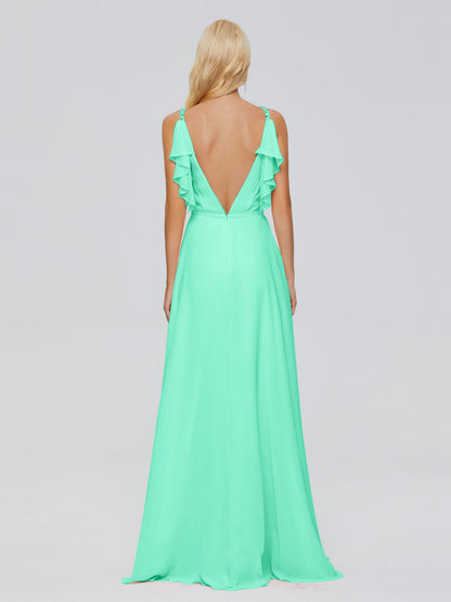 Brianna Straps V-back Chiffon Bridesmaid Dresses