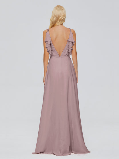 Brianna Straps V-back Chiffon Bridesmaid Dresses