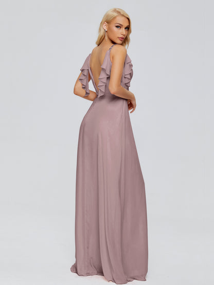 Brianna Straps V-back Chiffon Bridesmaid Dresses