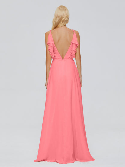 Brianna Straps V-back Chiffon Bridesmaid Dresses