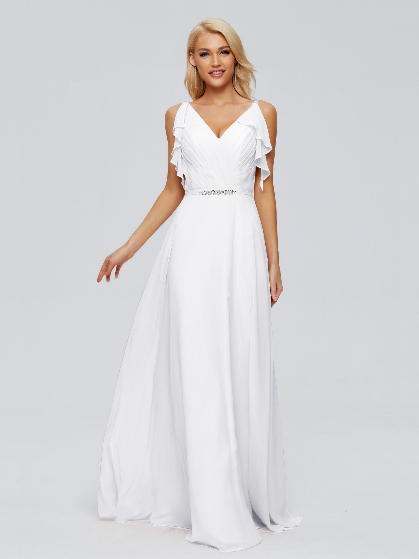 Brianna Straps V-back Chiffon Bridesmaid Dresses