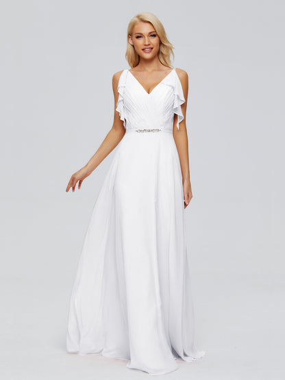 Brianna Straps V-back Chiffon Bridesmaid Dresses