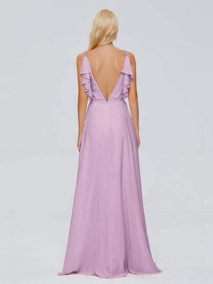 Brianna Straps V-back Chiffon Bridesmaid Dresses