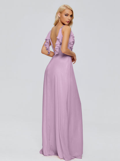 Brianna Straps V-back Chiffon Bridesmaid Dresses