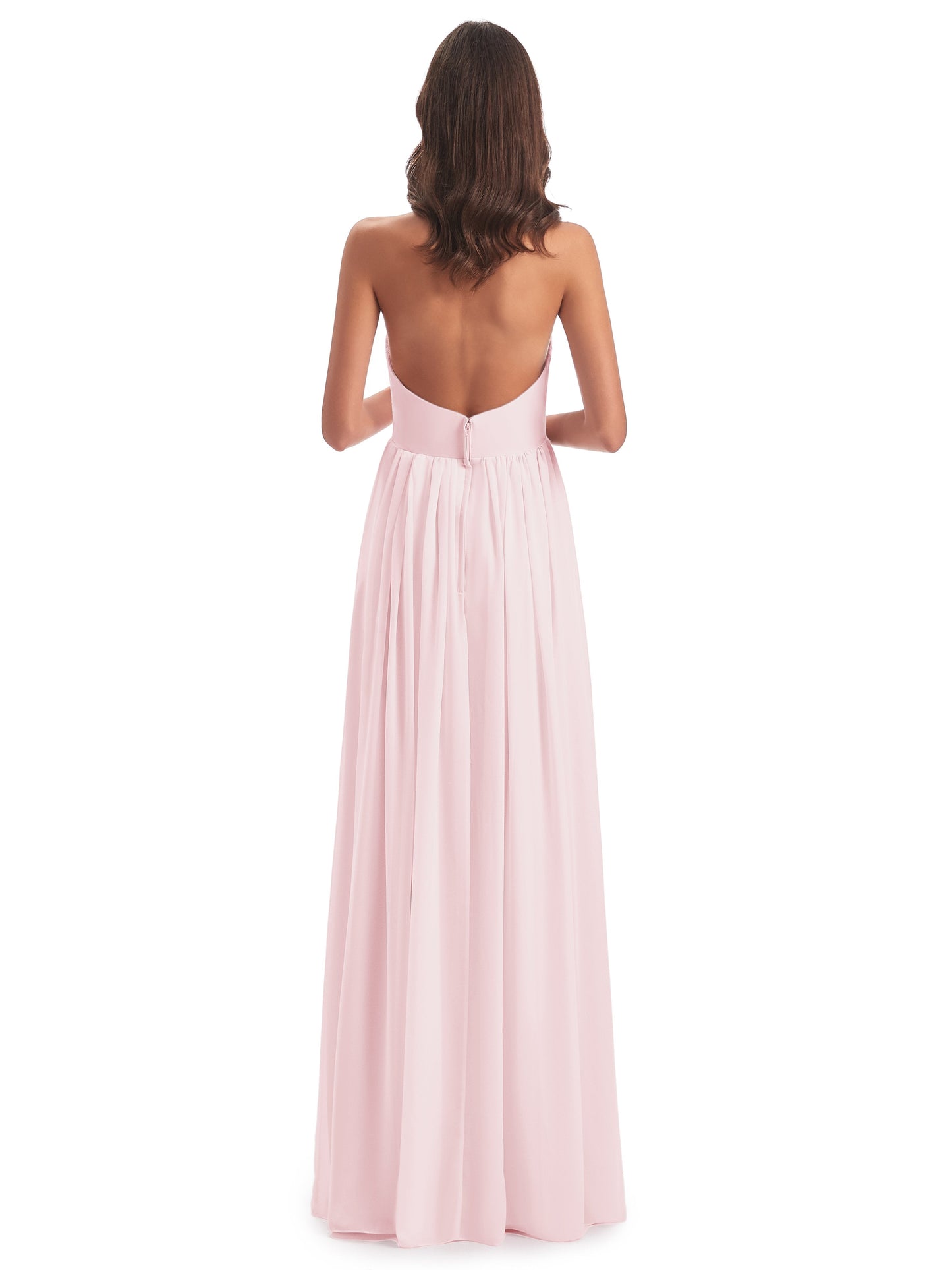 Camila A-line Halter Pleating Long Bridesmaid Dresses