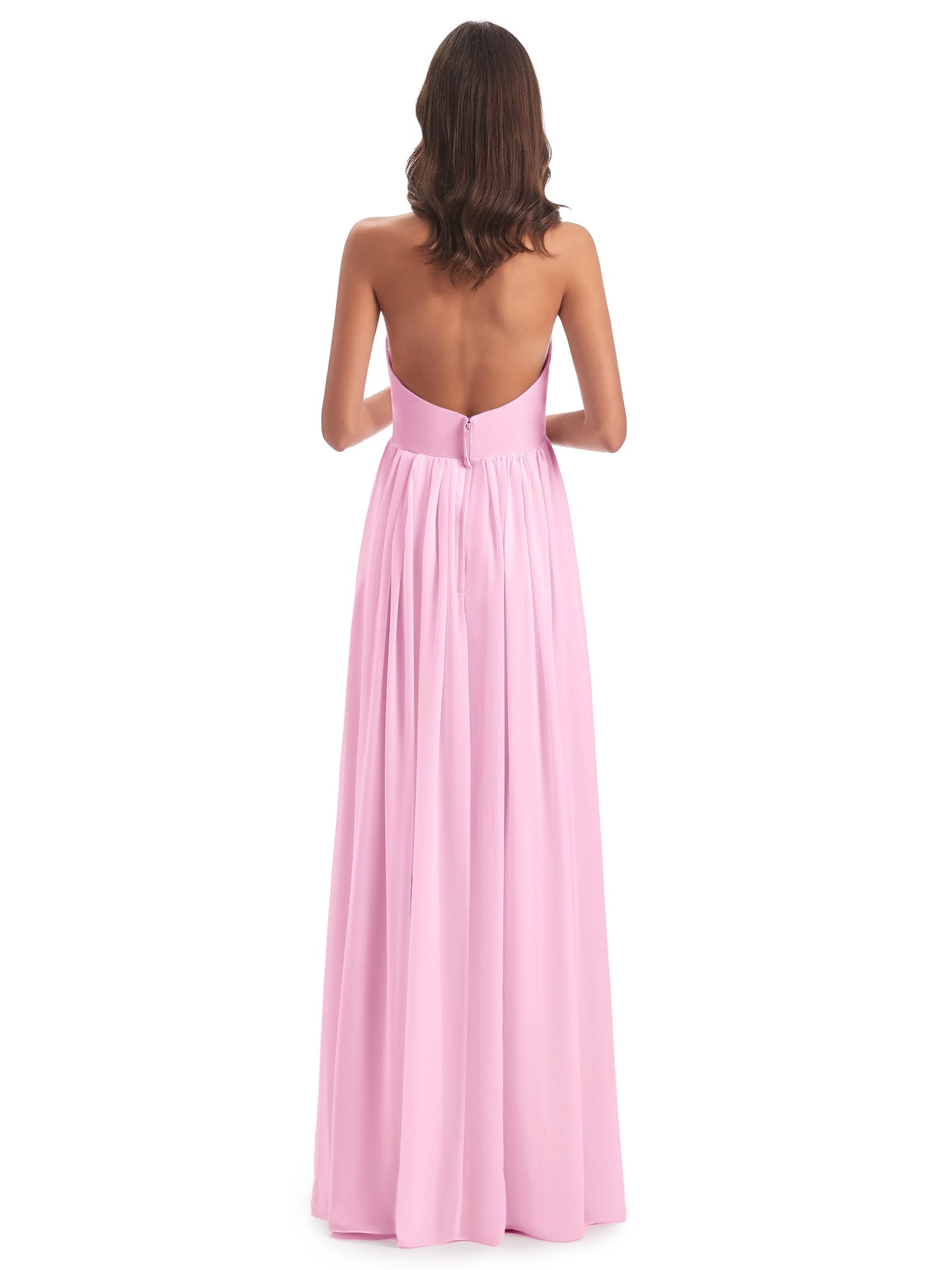 Camila A-line Halter Pleating Long Bridesmaid Dresses