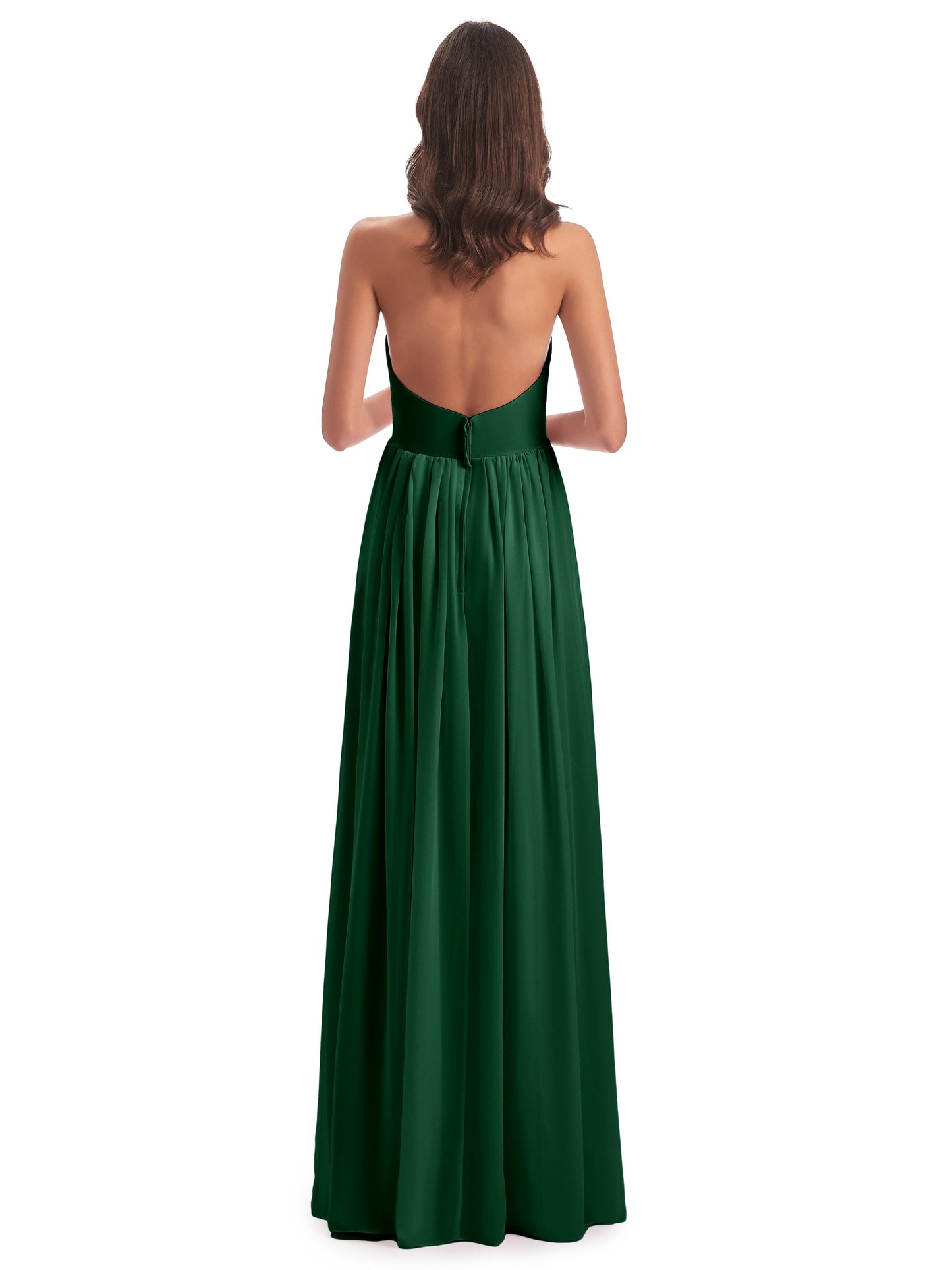 Camila A-line Halter Pleating Long Bridesmaid Dresses